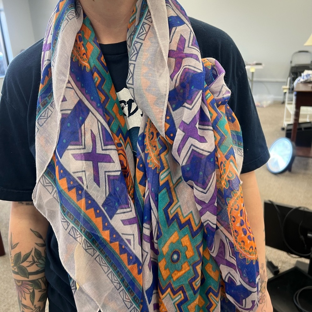 Native Multicolor Geometric Scarf
